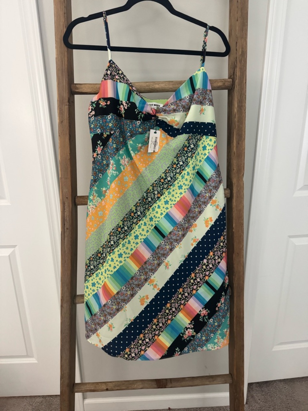 Steve Madden Multicolor Striped Patchwork Slip Dress